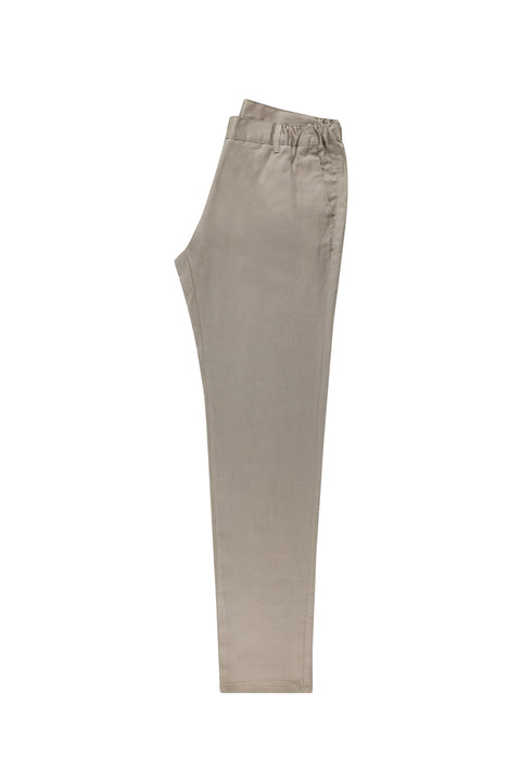 Mid Mink Regular Fit Standard Cut Canvas / Chino Linen Trousers