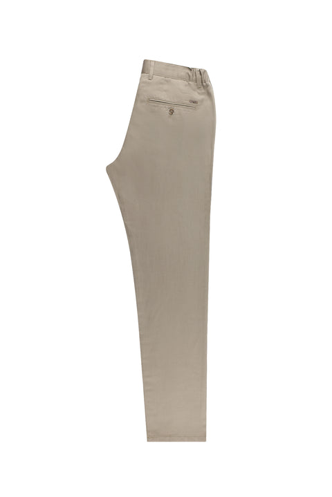 Mid Mink Regular Fit Standard Cut Canvas / Chino Linen Trousers