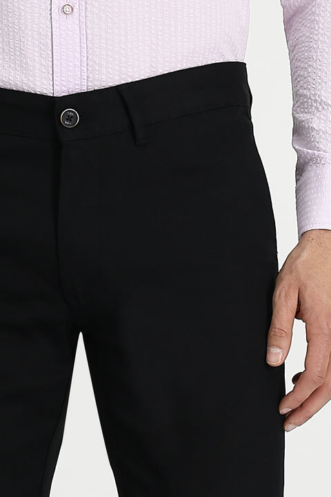 Black Slim Fit Stretch Canvas / Chino Trousers