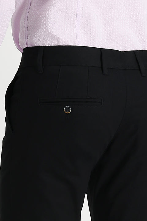 Black Relaxed Fit Stretch Canvas / Chino Trousers