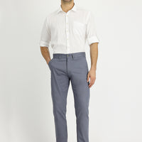 Medium Grey Regular Fit Standard Cut Lycra Canvas / Chino Trousers