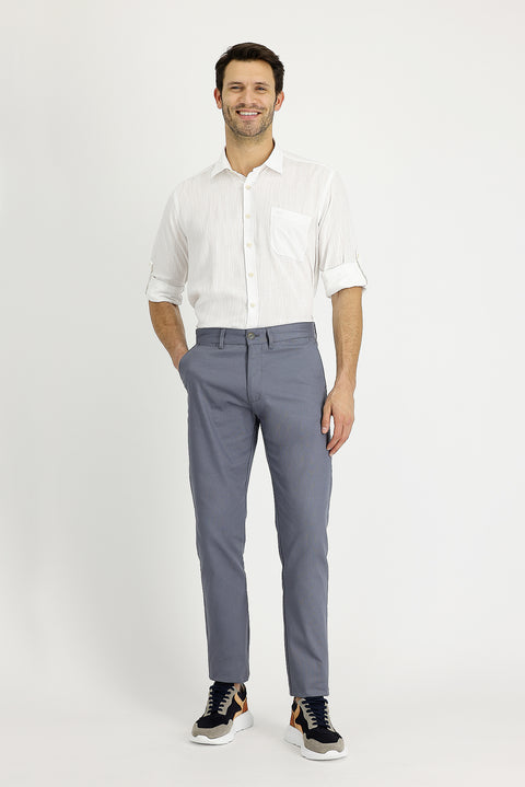 Mid Grey Relaxed Fit Stretch Canvas / Chino Trousers