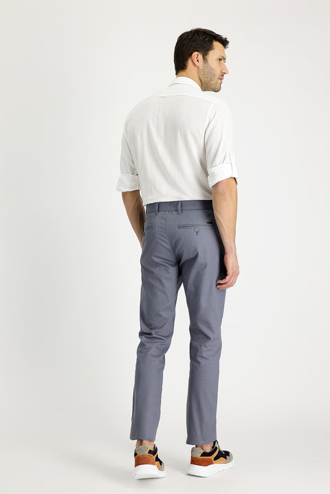 Medium Grey Slim Fit Stretch Canvas / Chino Trousers