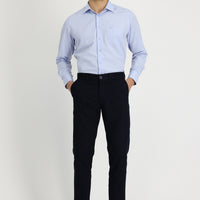 Dark Navy Regular Fit Standard Cut Lycra Canvas / Chino Trousers