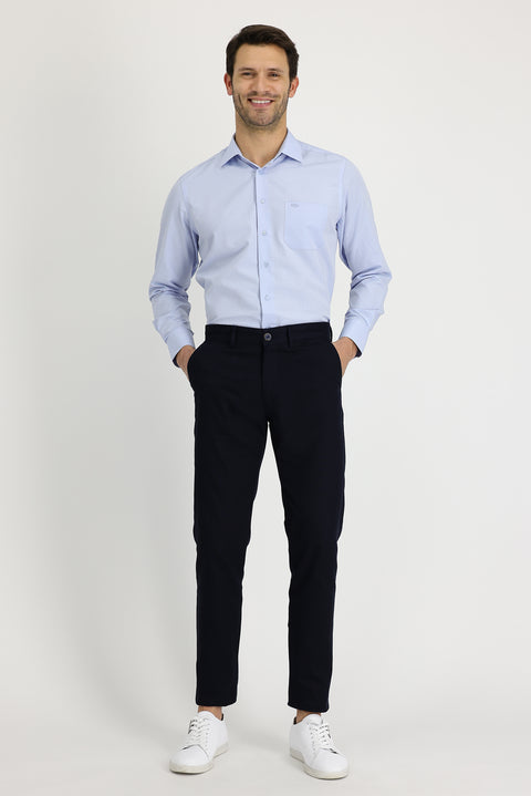 Dark Navy Blue Slim Fit Stretch Canvas / Chino Trousers