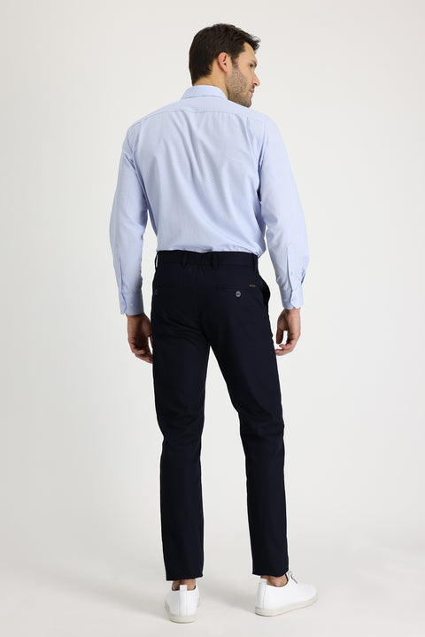 Dark Navy Regular Fit Standard Cut Lycra Canvas / Chino Trousers