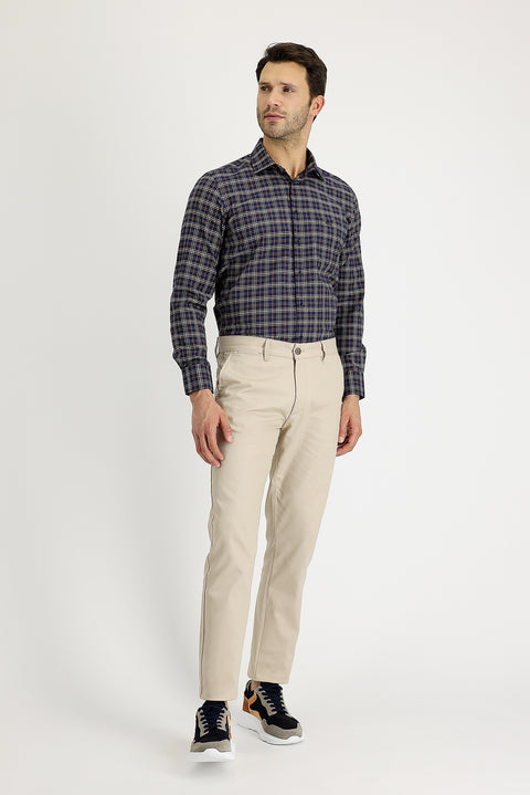 Light Beige Slim Fit Skinny Stretch Canvas / Chino Trousers