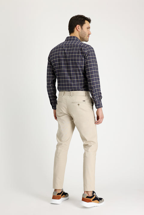 Light Beige Slim Fit Skinny Stretch Canvas / Chino Trousers