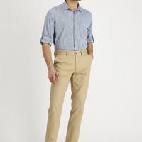 Dark Beige Slim Fit Stretch Canvas / Chino Trousers