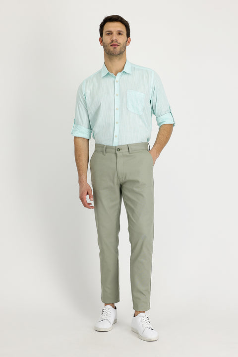 Celadon Green Slim Fit Stretch Canvas / Chino Trousers