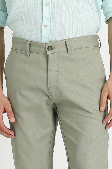 Fern Green Relaxed Fit Stretchy Canvas / Chino Trousers