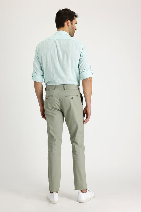 Celadon Green Slim Fit Stretch Canvas / Chino Trousers