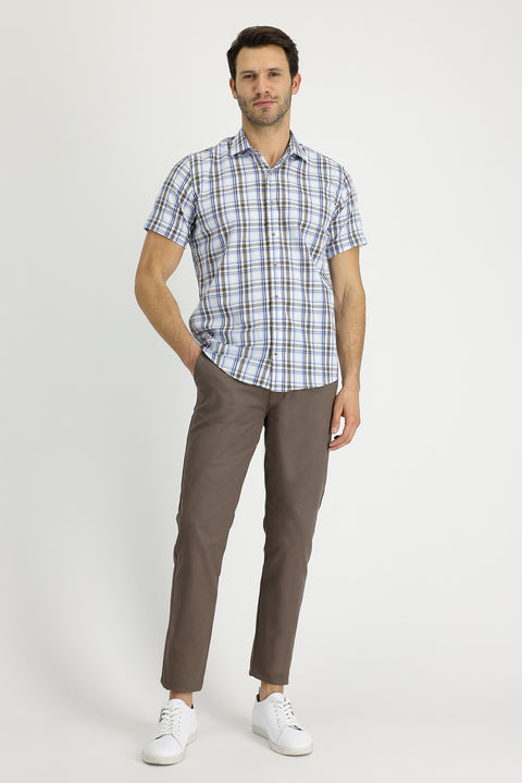 Mid Mink Regular Fit Standard Cut Lycra Canvas / Chino Trousers