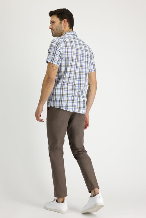 Mid Mink Regular Fit Standard Cut Lycra Canvas / Chino Trousers