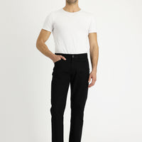 Men's Black Regular Fit Standard Cut Patterned Lycra Canvas / Chino Trousers