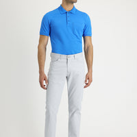 Medium Grey Slim Fit Patterned Stretchy Canvas / Chino Trousers