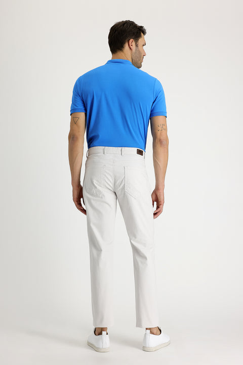 Stone Regular Fit Standard Cut Patterned Lycra Canvas / Chino Trousers