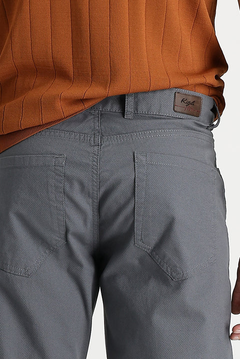 Medium Gray Relaxed Fit Patterned Lycra Canvas / Chino Trousers