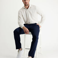 Medium Navy Regular Fit Standard Cut Patterned Lycra Canvas / Chino Trousers