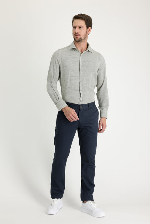 Medium Anthracite Relaxed Fit Patterned Stretch Canvas / Chino Trousers