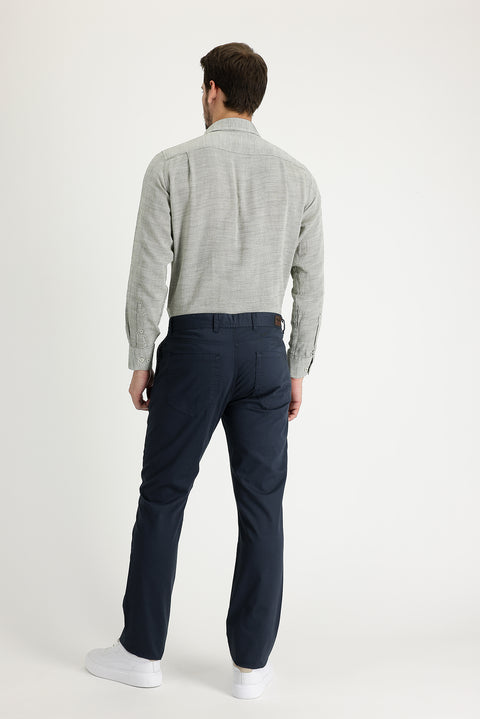 Medium Anthracite Relaxed Fit Patterned Stretch Canvas / Chino Trousers