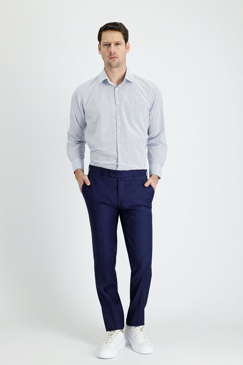 Medium Navy 6 Drop Regular Fit Standard Cut Classic Fabric Wool Trousers