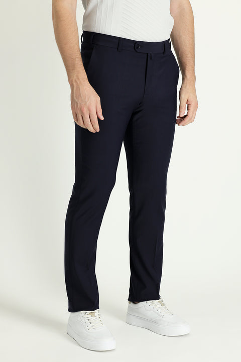Dark Navy 6 Drop Regular Fit Standard Cut Classic Wool Fabric Trousers