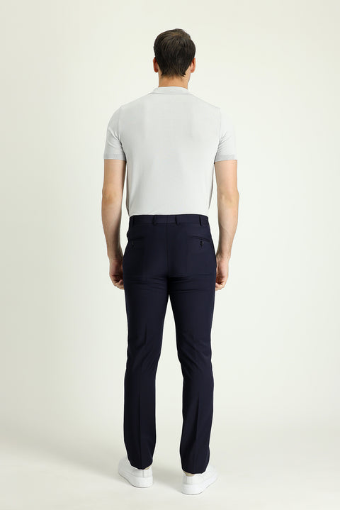 Dark Navy 6 Drop Regular Fit Standard Cut Classic Wool Fabric Trousers