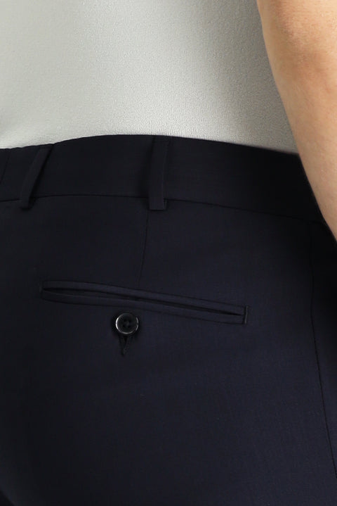 Dark Navy 6 Drop Regular Fit Standard Cut Classic Wool Fabric Trousers