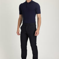 Black Navy 6 Drop Regular Fit Standard Cut Classic Fabric Wool Trousers