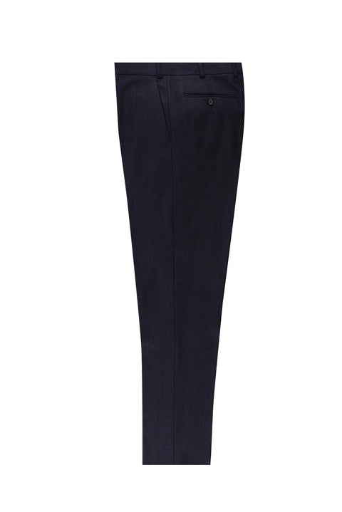 Medium Navy 4 Drop Relaxed Fit Classic Fabric Wool Trousers