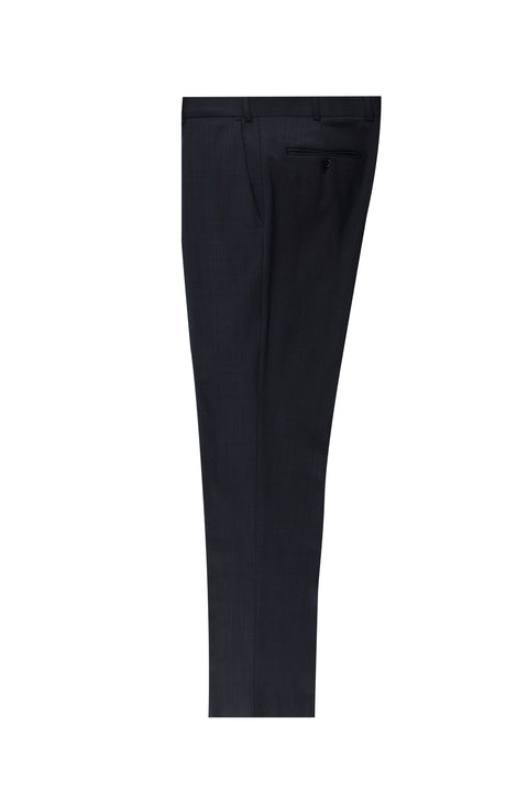 Dark Navy 7 Drop Super Slim Fit Extra Narrow Cut Classic Wool Fabric Trousers