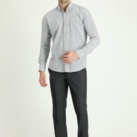 Medium Anthracite 4 Drop Relaxed Fit Casual Cut Classic Fabric Wool Trousers