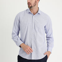 Dark Blue Long Sleeve Relaxed Fit Patterned Shirt