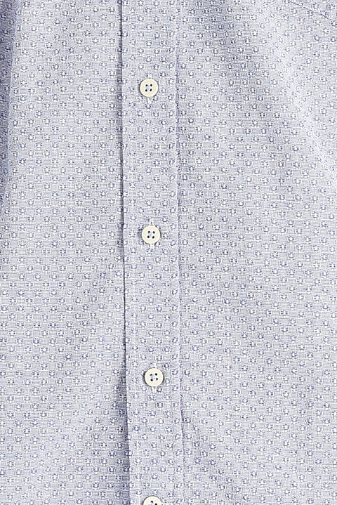 Dark Blue Long Sleeve Relaxed Fit Patterned Shirt