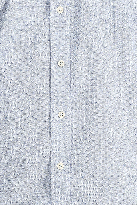 Blue Long Sleeve Relaxed Fit Patterned Shirt