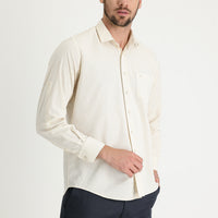 Light Beige Long Sleeve Relaxed Fit Patterned Shirt