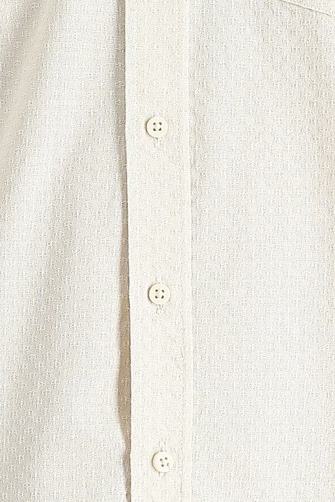 Light Beige Long Sleeve Relaxed Fit Patterned Shirt