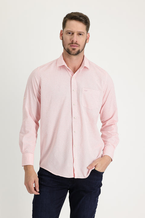 Sugar Pink Long Sleeve Relaxed Fit Patterned Shirt