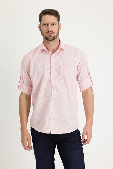 Sugar Pink Long Sleeve Relaxed Fit Patterned Shirt