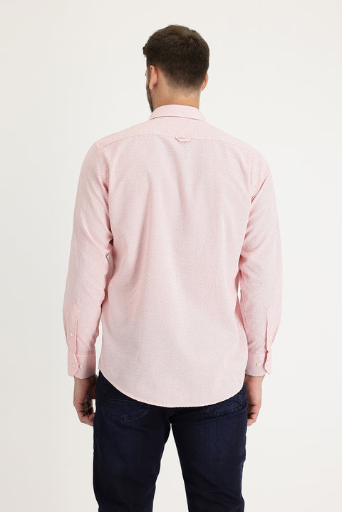 Sugar Pink Long Sleeve Relaxed Fit Patterned Shirt