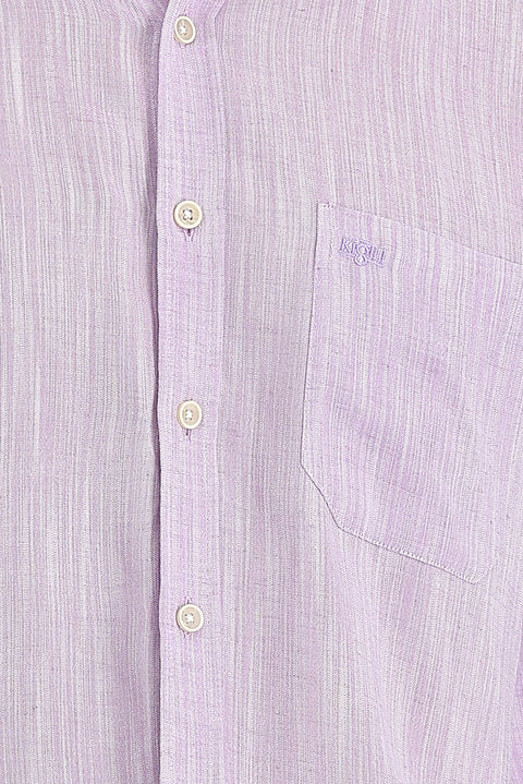 Lilac Long Sleeve Regular Fit Patterned Linen Shirt