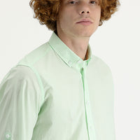 Mint Green Long Sleeve Slim Fit Narrow Cut Cotton Shirt