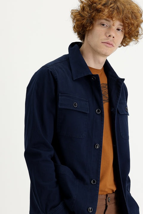 Havacı Mavi Slim Fit Dar Kesim Shacket Gömlek / Mont