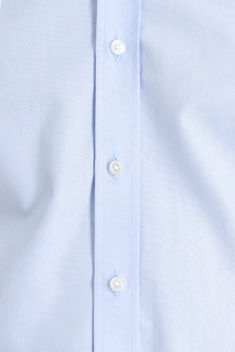 Light Blue Long Sleeve Slim Fit Narrow Cut Oxford Cotton Button-Down Collar Shirt