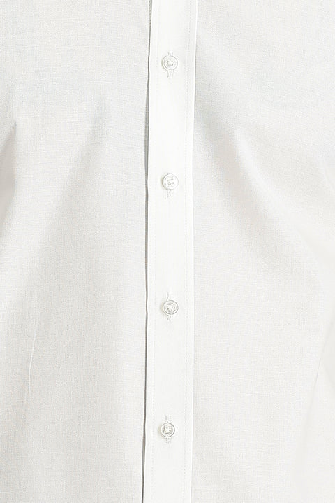 White Long Sleeve Slim Fit Narrow Cut Oxford Cotton Button-Down Collar Shirt