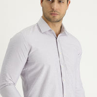 Medium Beige Long Sleeve Slim Fit Narrow Cut Classic Patterned Cotton Easy Iron Shirt