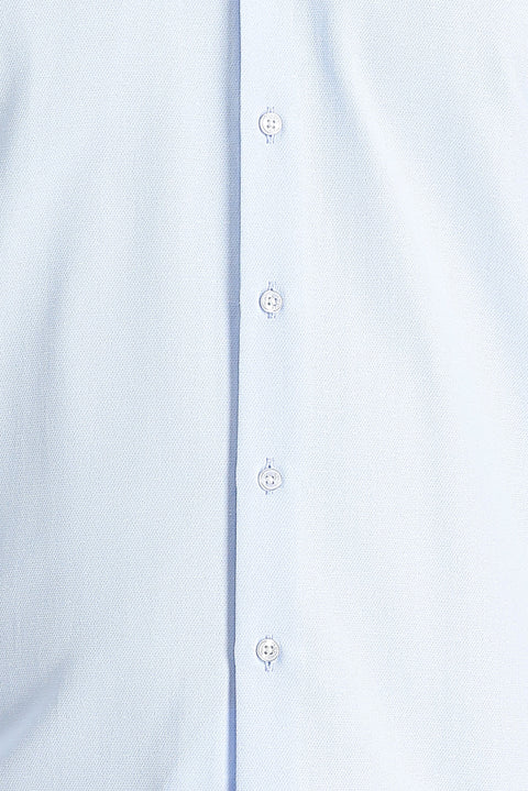 Light Blue Long Sleeve Slim Fit Narrow Cut Classic Patterned Cotton Easy-Iron Shirt