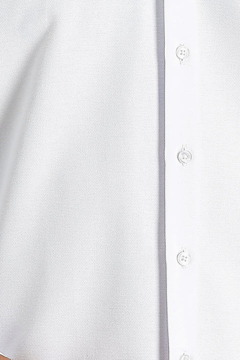 White Long Sleeve Slim Fit Narrow Cut Classic Patterned Cotton Easy Iron Shirt