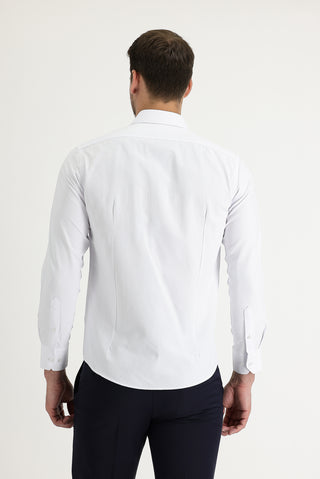  Beyaz Uzun Kol Slim Fit Dar Kesim Klasik Desenli Pamuklu Kolay Ütülenebilir Gömlek